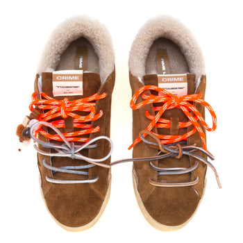 Sneaker low profile Crime London Sneakerina in camoscio con fodera teddy - 5
