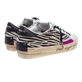 Sneaker Crime London Sk8 Deluxe in cavallino zebrato e pelle - 3