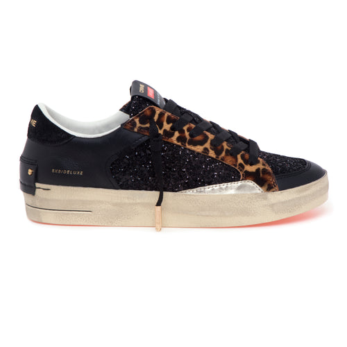Sneaker Crime London Sk8 Deluxe in pelle e glitter