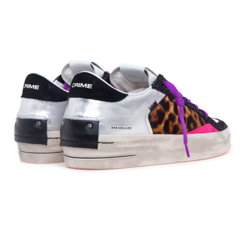Sneaker Crime London Sk8 Deluxe in pelle, glitter e cavallino - 3
