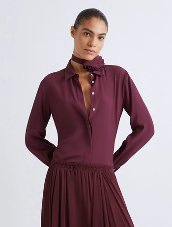 Camicia Marella "Cabiria" in crepes misto seta con fiore - 4