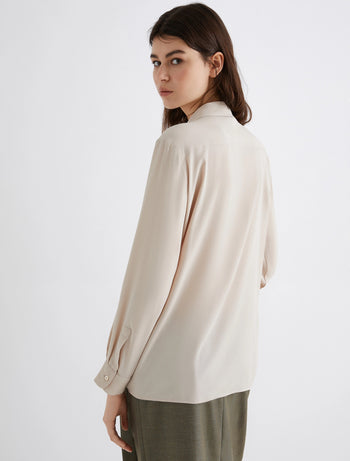 Camicia Marella "Cabiria" in crepes misto seta con fiore - 3