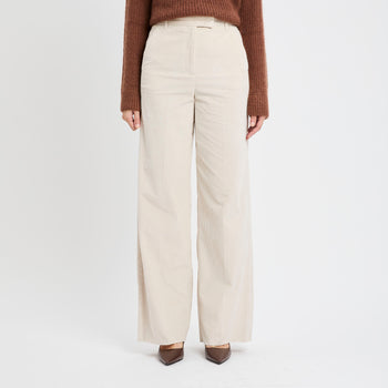 Pantalone a palazzo Marella "Susina" in velluto - 7