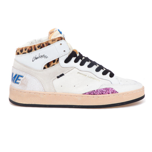 Sneaker Crime London "Chelasea Hi" in pelle  BIANCO