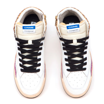 Sneaker Crime London "Chelasea Hi" in pelle  BIANCO - 5