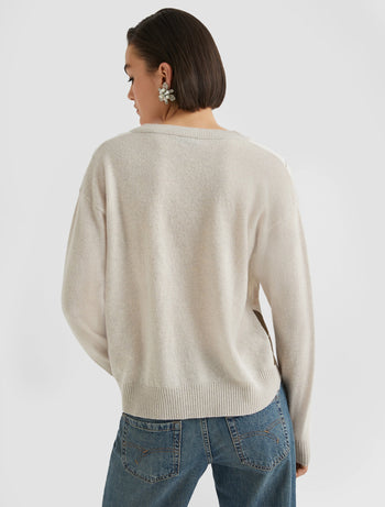 Maglia Marella "Moira" in misto cashmere con rombi e scollo a "v" - 3