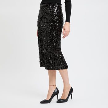 Gonna longuette Marella "Rennes" in jersey elasticizzato con paillettes - 7