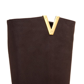 Stivale Via Roma 15 in nabuck martellato con zeppa interna e "V" oro - 4