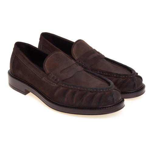 Mocassino penny Pawelk's in camoscio anticato con arricciature - 2