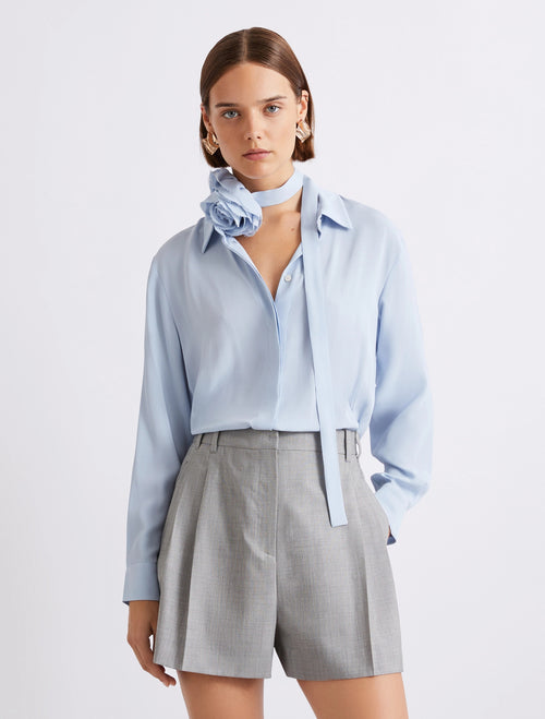 Camicia Marella misto seta con fusciacca a fiore sul collo (MLLCALCA)