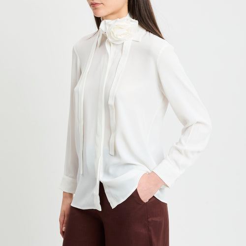 Camicia Marella misto seta con fusciacca a fiore sul collo (MLLCALCA)