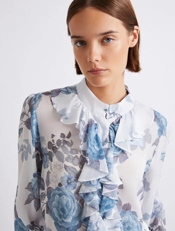 Camicia Marella in Georgette con rouche e stampa macula (Mod. MLLCANAPA) - 5