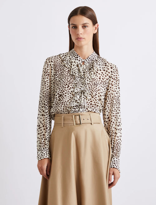 Camicia Marella in Georgette con rouche e stampa macula (Mod. MLLCANAPA)