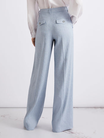 Pantalone a palazzo Marella in chevron di lino e viscosa (Mod. MLLODINO) - 3