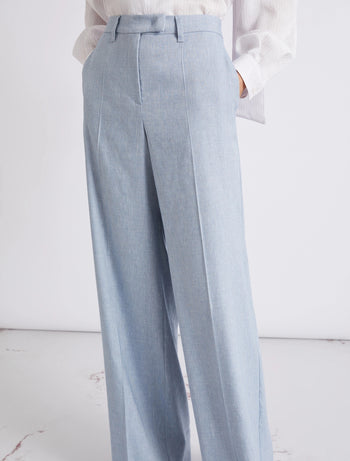 Pantalone a palazzo Marella in chevron di lino e viscosa (Mod. MLLODINO) - 5