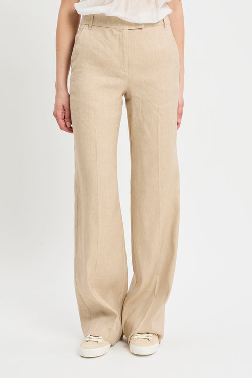 Pantalone a palazzo Marella in chevron di lino e viscosa (Mod. MLLODINO)