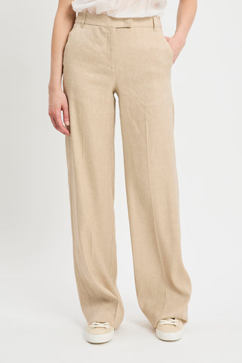 Pantalone a palazzo Marella in chevron di lino e viscosa (Mod. MLLODINO) - 3