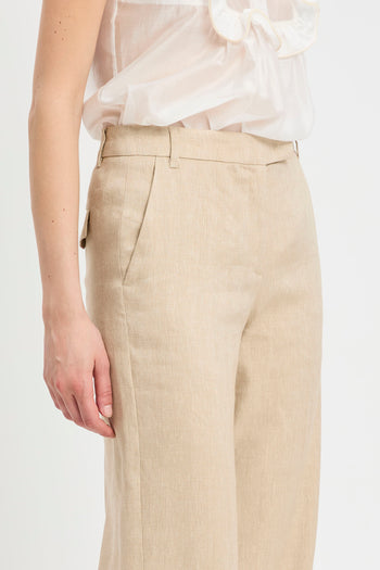 Pantalone a palazzo Marella in chevron di lino e viscosa (Mod. MLLODINO) - 5