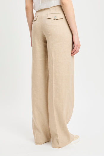 Pantalone a palazzo Marella in chevron di lino e viscosa (Mod. MLLODINO) - 6