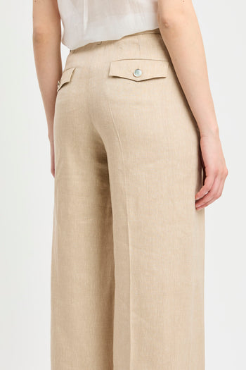 Pantalone a palazzo Marella in chevron di lino e viscosa (Mod. MLLODINO) - 7