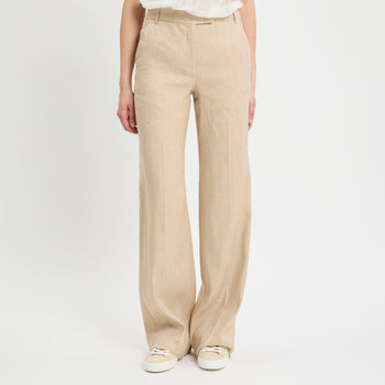 Pantalone a palazzo Marella in chevron di lino e viscosa (Mod. MLLODINO) - 8