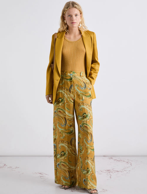 Pantalone Marella in lino con stampa motivo floreale (Mod. MLLDOMINO)