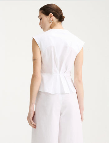 Top smanicato Marella in popeline di cotone (Mod. MLLBAZAR) - 4