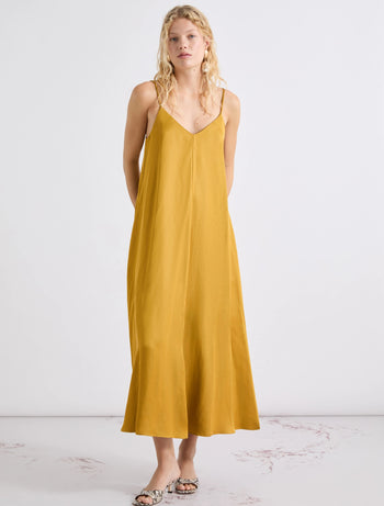 Slip dress Marella in gabardina di misto lino (MLL VOLIERA) - 4