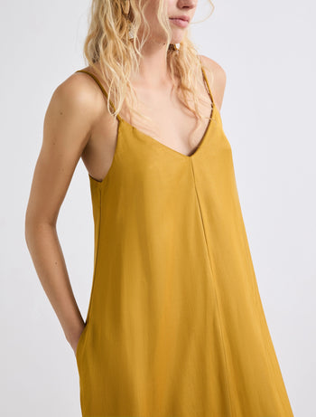 Slip dress Marella in gabardina di misto lino (MLL VOLIERA) - 5
