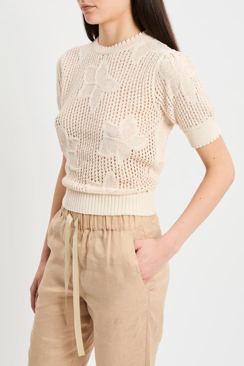 Maglia girocollo Marella in cotone punto rete con manica corta (Mod. MLLFUNGO)