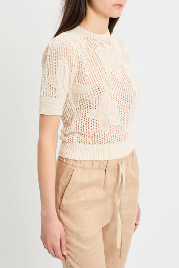 Maglia girocollo Marella in cotone punto rete con manica corta (Mod. MLLFUNGO) - 4