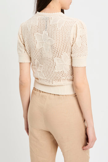 Maglia girocollo Marella in cotone punto rete con manica corta (Mod. MLLFUNGO) - 5