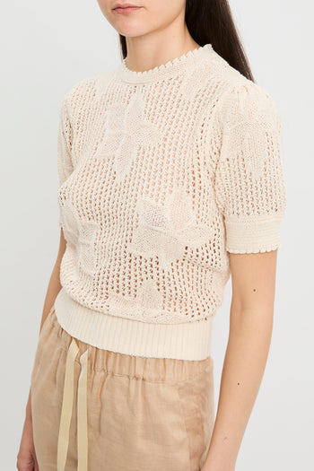 Maglia girocollo Marella in cotone punto rete con manica corta (Mod. MLLFUNGO) - 7