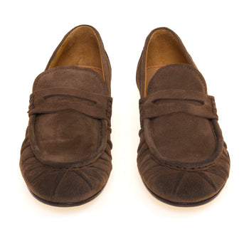 Mocassino penny pawelk's in camoscio con arricciature e suola in cuoio - 5