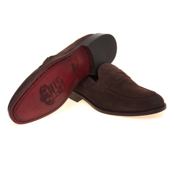 Mocassino penny Pawelk's in camoscio con suola in cuoio - 4