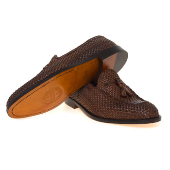 Mocassino tassel Pawelk's in pelle intrecciata con suola in cuoio - 4
