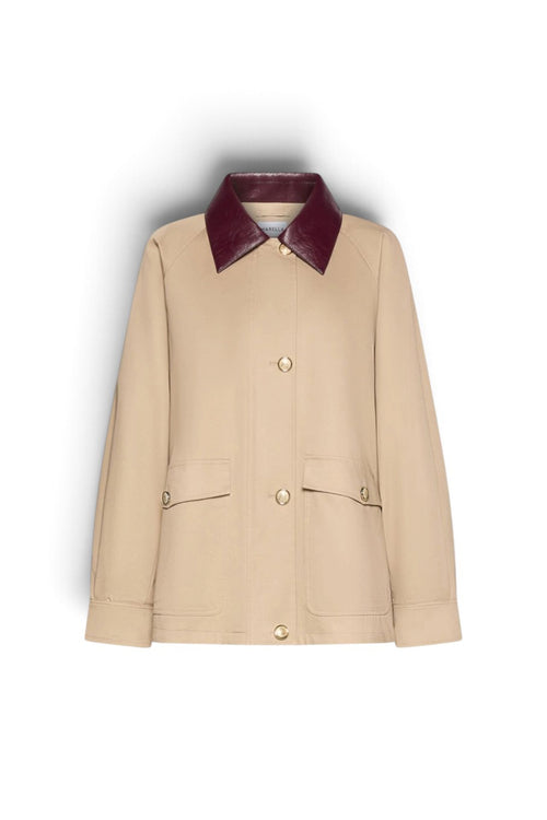 Giaccone Marella MLLEDITTO in gabardina stretch con zip e collo camicia - 2