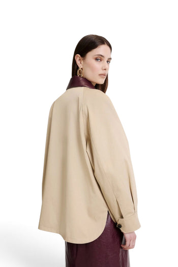 Giaccone Marella MLLEDITTO in gabardina stretch con zip e collo camicia - 4