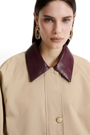 Giaccone Marella MLLEDITTO in gabardina stretch con zip e collo camicia - 5