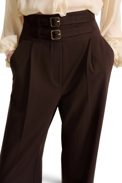 Pantalone a vita alta Marella MLLMARANTA in misto viscosa con cinturini in vita - 1