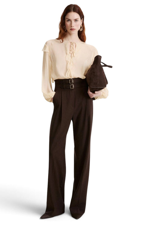 Pantalone a vita alta Marella MLLMARANTA in misto viscosa con cinturini in vita - 2