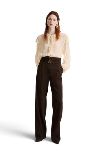 Pantalone a vita alta Marella MLLMARANTA in misto viscosa con cinturini in vita - 5