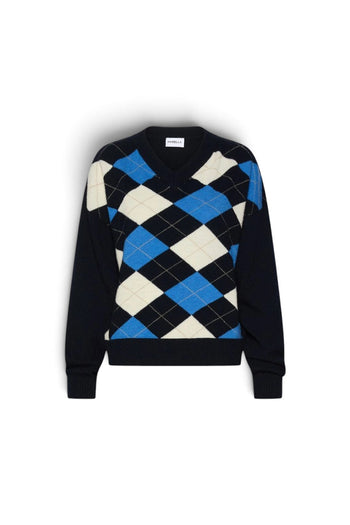 Maglia Marella MLLBUONO in lana e cachemire con scollo a V e motivo a rombi - 5