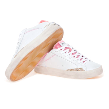 Sneaker Crime London "Distressed" in pelle e glitter  BIANCO - 4