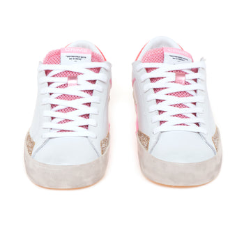 Sneaker Crime London "Distressed" in pelle e glitter  BIANCO - 5