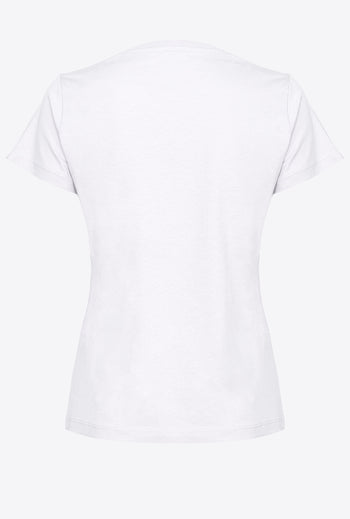 T-shirt Pinko in jersey di cotone con logo ricamato - 6