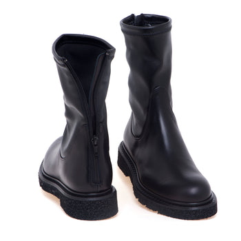 Tronchetto Guglielmo Rotta in pelle con gambale stretch, suola in gomma e zip - 4