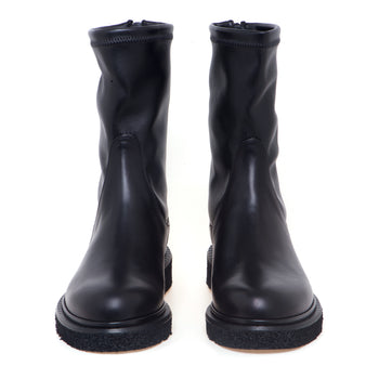 Tronchetto Guglielmo Rotta in pelle con gambale stretch, suola in gomma e zip - 5
