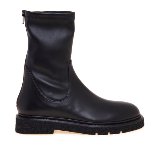Tronchetto Guglielmo Rotta in pelle con gambale stretch, suola in gomma e zip - 1
