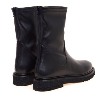 Tronchetto Guglielmo Rotta in pelle con gambale stretch, suola in gomma e zip - 3